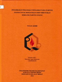 Image of PENAMBAHAN PERANGKAT PENGAMAN PADA STARTING SYSTEM UNTUK MEMASTIKAN HORN DIBUNYIKAN SEBELUM STARTING ENGINE